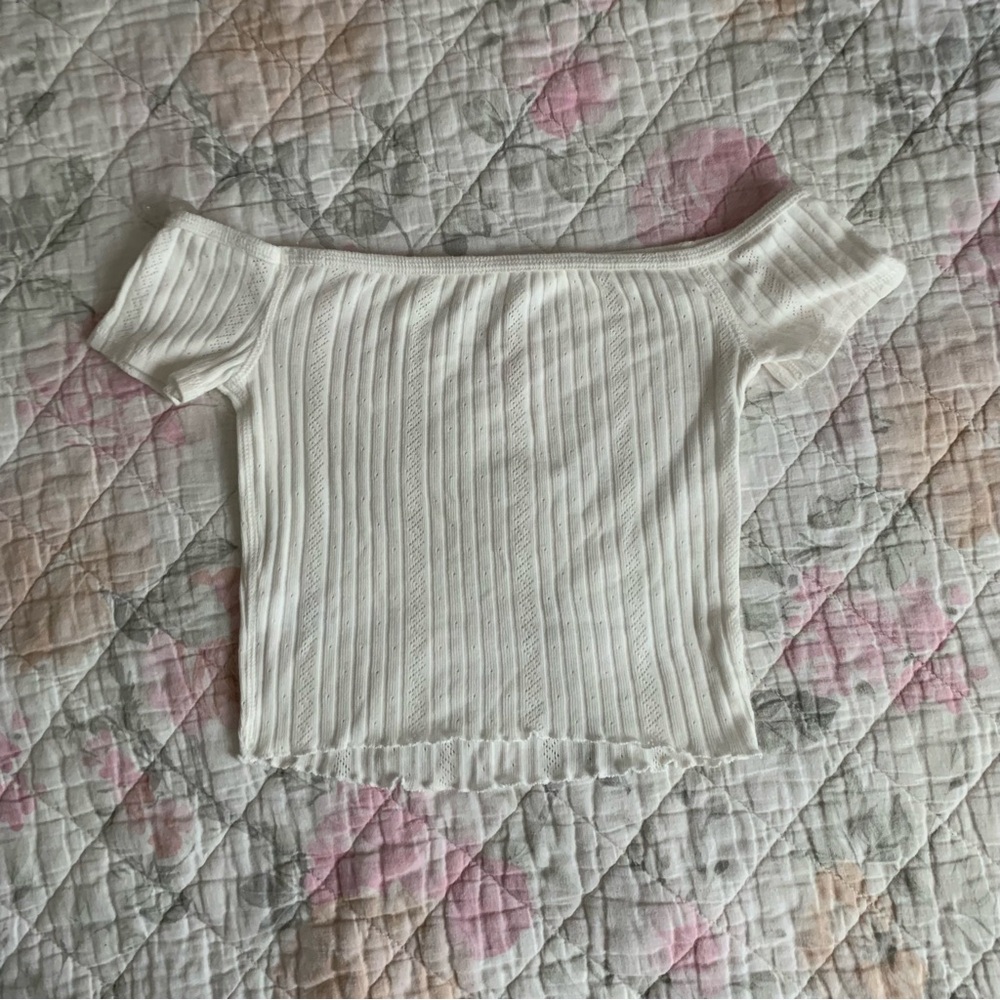 Soft White Off-Shoulder Cropped Top